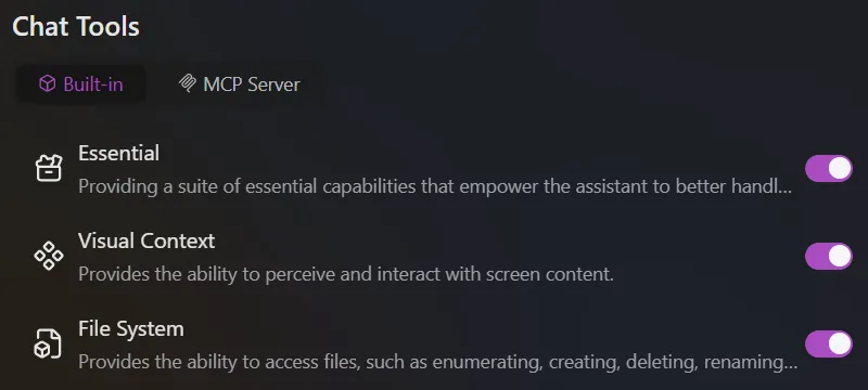 Built-in Tool List