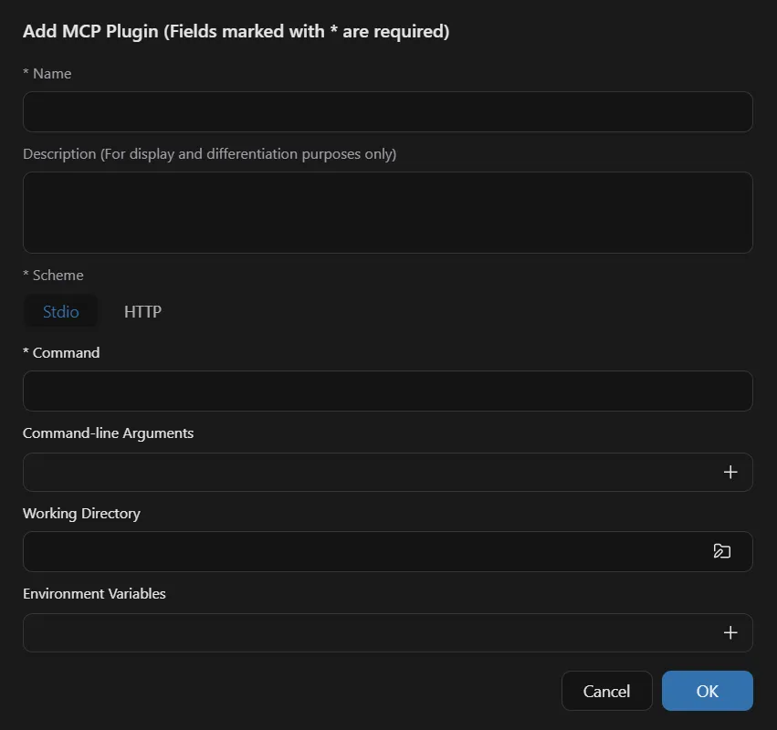 Add MCP Server Dialog
