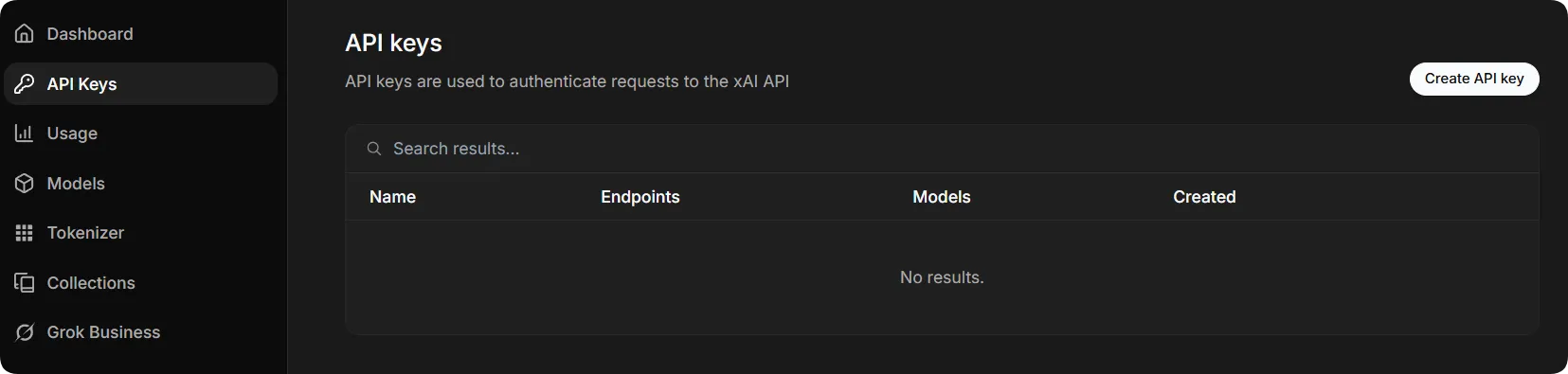 API Keys Page